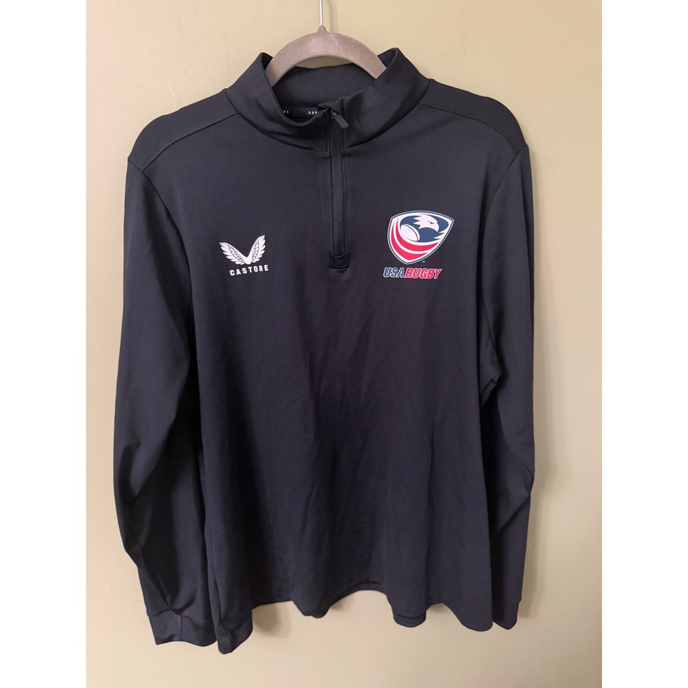 Castore USA Rugby 1/4 Zip Training Top Black Womens Size 14 Pullover Jacket - Picture 1 of 6